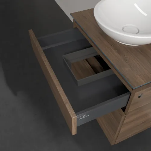 Bild von VILLEROY BOCH Legato Waschbeckenunterschrank, mit Beleuchtung, 2 Auszüge, 600 x 550 x 500 mm, Arizona Oak / Arizona Oak #B568L0VH