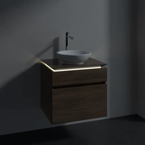 Bild von VILLEROY BOCH Legato Waschbeckenunterschrank, mit Beleuchtung, 2 Auszüge, 600 x 550 x 500 mm, Arizona Oak / Arizona Oak #B568L0VH