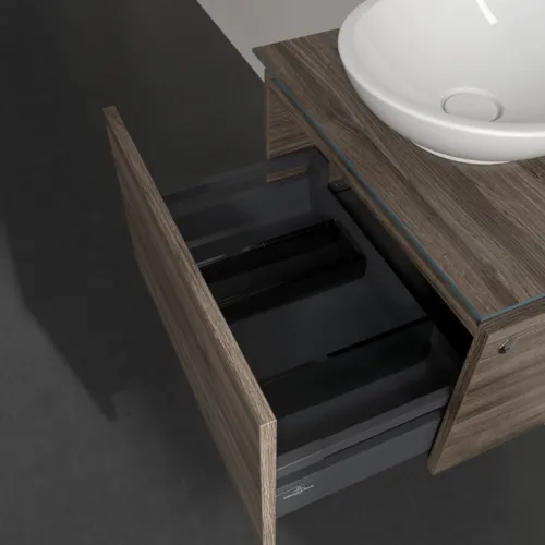 Bild von VILLEROY BOCH Legato Waschbeckenunterschrank, mit Beleuchtung, 1 Auszug, 600 x 380 x 500 mm, Stone Oak / Stone Oak #B567L0RK
