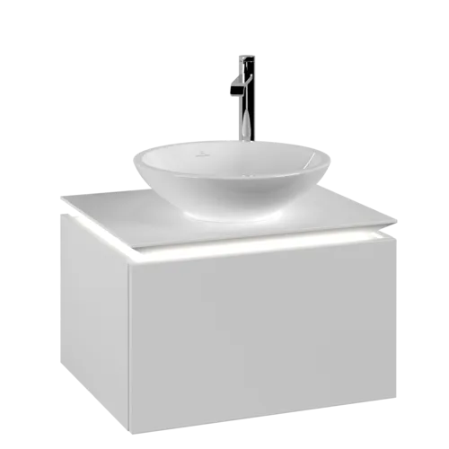 Obrázek VILLEROY BOCH Legato toaletní skříňka, s osvětlením, 1 zásuvka, 600 x 380 x 500 mm, bílá matná / bílá matná #B567L0MS