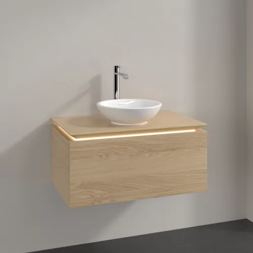 VILLEROY BOCH Legato Waschbeckenunterschrank, mit Beleuchtung, 1 Auszug, 800 x 380 x 500 mm, Nordic Oak / Nordic Oak #B569L0VJ, Bild 2