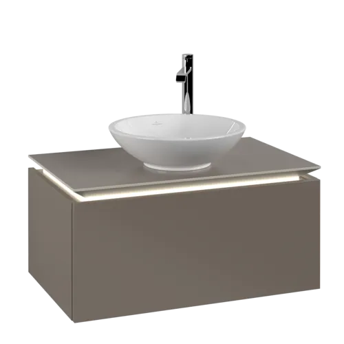 Obrázek VILLEROY BOCH Legato toaletní skříňka, s osvětlením, 1 zásuvka, 800 x 380 x 500 mm, Truffle Grey / Truffle Grey #B569L0VG