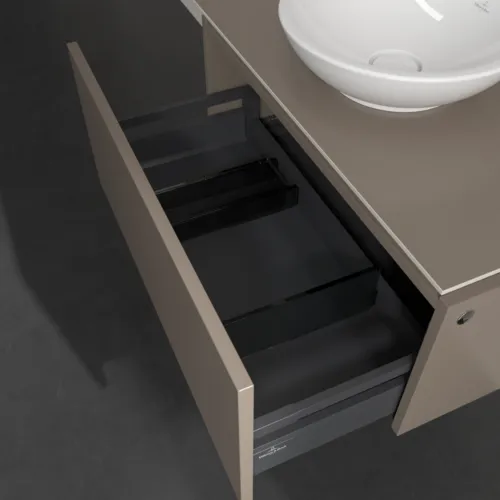 Bild von VILLEROY BOCH Legato Waschbeckenunterschrank, mit Beleuchtung, 1 Auszug, 800 x 380 x 500 mm, Truffle Grey / Truffle Grey #B569L0VG