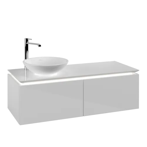 VILLEROY BOCH Legato Vanity unit, with lighting, 2 pull-out compartments, 1200 x 380 x 500 mm, Glossy White / Glossy White #B579L0DH resmi
