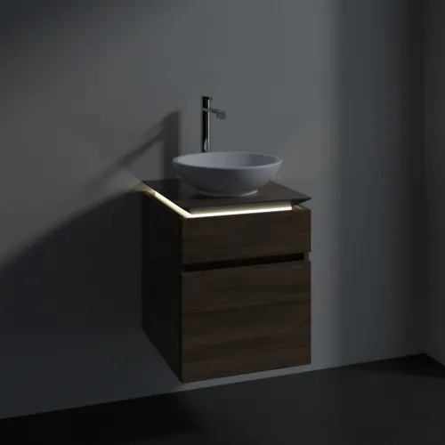 Bild von VILLEROY BOCH Legato Waschbeckenunterschrank, mit Beleuchtung, 2 Auszüge, 450 x 550 x 500 mm, Arizona Oak / Arizona Oak #B566L0VH