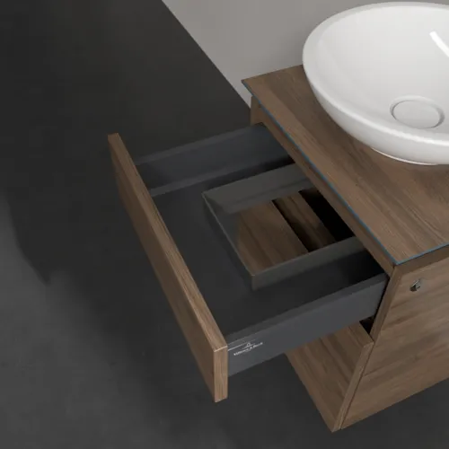 Bild von VILLEROY BOCH Legato Waschbeckenunterschrank, mit Beleuchtung, 2 Auszüge, 450 x 550 x 500 mm, Arizona Oak / Arizona Oak #B566L0VH
