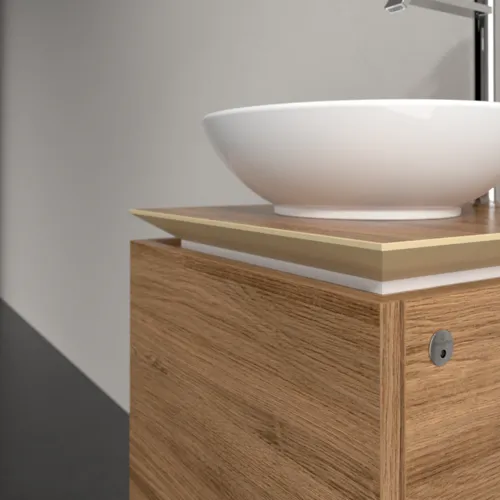 Bild von VILLEROY BOCH Legato Waschbeckenunterschrank, mit Beleuchtung, 1 Auszug, 450 x 380 x 500 mm, Kansas Oak / Kansas Oak #B565L0RH