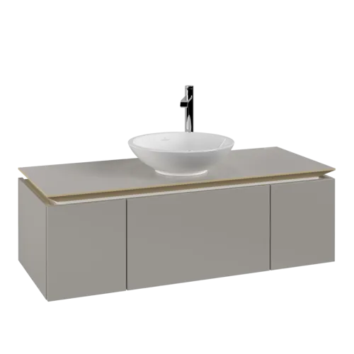 VILLEROY BOCH Legato Vanity unit, 3 pull-out compartments, 1200 x 380 x 500 mm, Soft Grey / Soft Grey #B57700VK resmi