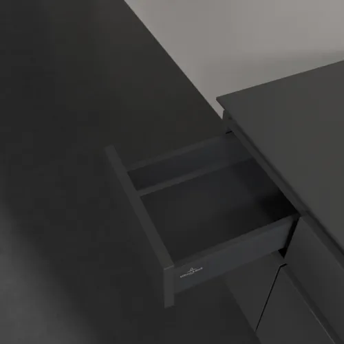 Bild von VILLEROY BOCH Legato Waschbeckenunterschrank, mit Beleuchtung, 5 Auszüge, 1200 x 550 x 500 mm, Glossy Grey / Glossy Grey #B578L0FP
