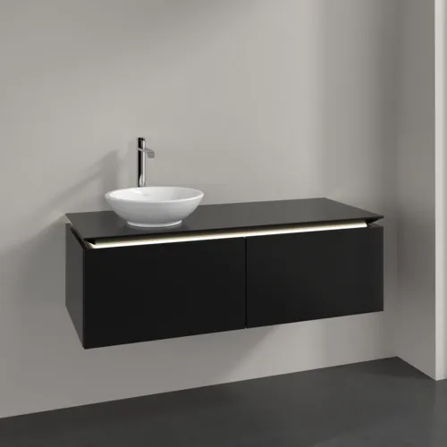 Bild von VILLEROY BOCH Legato Waschbeckenunterschrank, mit Beleuchtung, 2 Auszüge, 1200 x 380 x 500 mm, Black Matt Lacquer / Black Matt Lacquer #B579L0PD