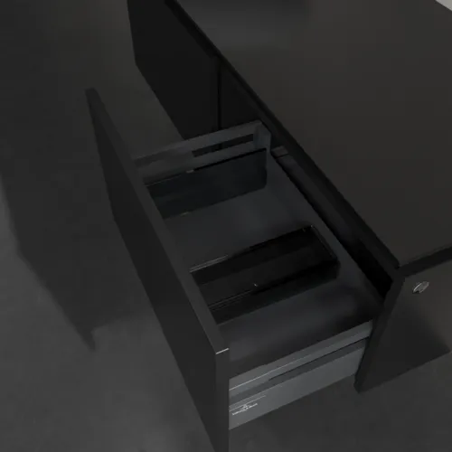 Bild von VILLEROY BOCH Legato Waschbeckenunterschrank, mit Beleuchtung, 2 Auszüge, 1200 x 380 x 500 mm, Black Matt Lacquer / Black Matt Lacquer #B579L0PD
