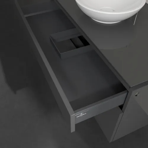 Bild von VILLEROY BOCH Legato Waschbeckenunterschrank, 2 Auszüge, 1000 x 550 x 500 mm, Glossy Grey / Glossy Grey #B57200FP