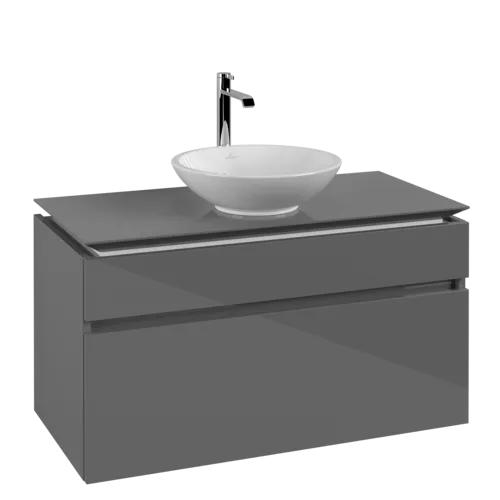 VILLEROY BOCH Legato Vanity unit, 2 pull-out compartments, 1000 x 550 x 500 mm, Glossy Grey / Glossy Grey #B57200FP resmi
