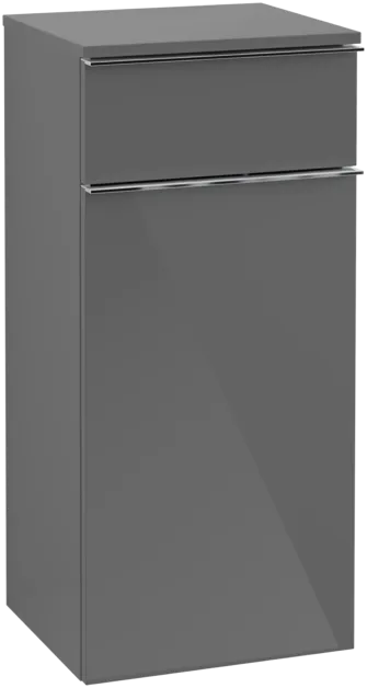 VILLEROY BOCH Venticello Side cabinet, 1 door, 1 drawer, 404 x 866 x 372 mm, Glossy Grey / Glossy Grey #A95011FP resmi
