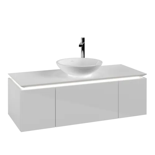 VILLEROY BOCH Legato Vanity unit, with lighting, 3 pull-out compartments, 1200 x 380 x 500 mm, Glossy White / Glossy White #B577L0DH resmi