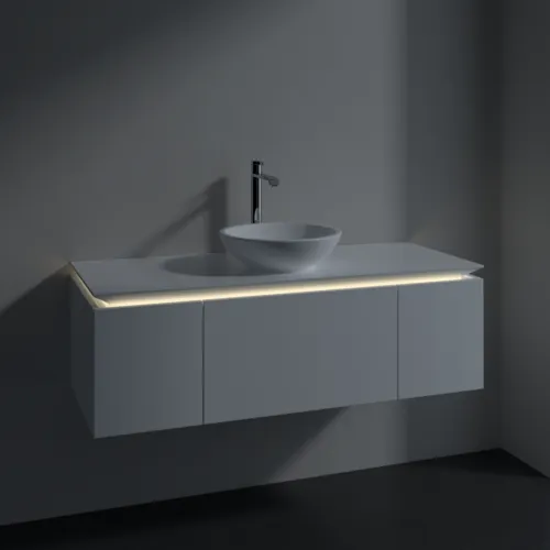 Bild von VILLEROY BOCH Legato Waschbeckenunterschrank, mit Beleuchtung, 3 Auszüge, 1200 x 380 x 500 mm, Glossy White / Glossy White #B577L0DH
