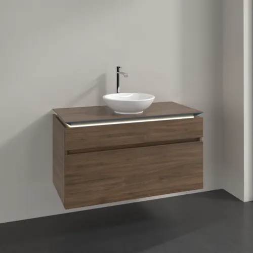 Bild von VILLEROY BOCH Legato Waschbeckenunterschrank, mit Beleuchtung, 2 Auszüge, 1000 x 550 x 500 mm, Arizona Oak / Arizona Oak #B572L0VH
