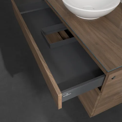 Bild von VILLEROY BOCH Legato Waschbeckenunterschrank, mit Beleuchtung, 2 Auszüge, 1000 x 550 x 500 mm, Arizona Oak / Arizona Oak #B572L0VH