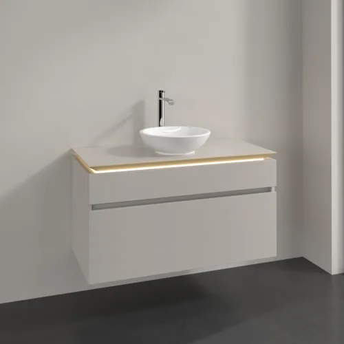 Bild von VILLEROY BOCH Legato Waschbeckenunterschrank, mit Beleuchtung, 2 Auszüge, 1000 x 550 x 500 mm, Soft Grey / Soft Grey #B572L0VK