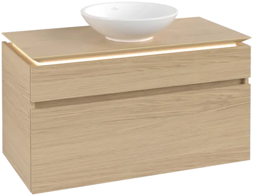 VILLEROY BOCH Legato Vanity unit, with lighting, 2 pull-out compartments, 1000 x 550 x 500 mm, Nordic Oak / Nordic Oak #B572L0VJ resmi