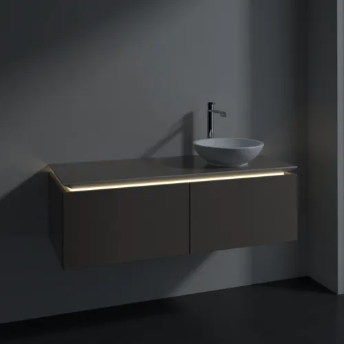 Bild von VILLEROY BOCH Legato Waschbeckenunterschrank, mit Beleuchtung, 2 Auszüge, 1200 x 380 x 500 mm, Truffle Grey / Truffle Grey #B581L0VG