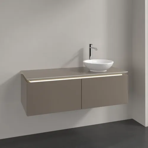 Bild von VILLEROY BOCH Legato Waschbeckenunterschrank, mit Beleuchtung, 2 Auszüge, 1200 x 380 x 500 mm, Truffle Grey / Truffle Grey #B581L0VG