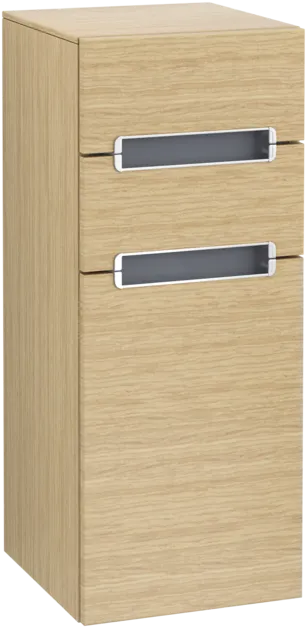 εικόνα του VILLEROY BOCH Subway 2.0 Side cabinet, 1 door, 2 drawers, 356 x 857 x 370 mm, Nordic Oak / Glass Silver Grey #A7131RVJ