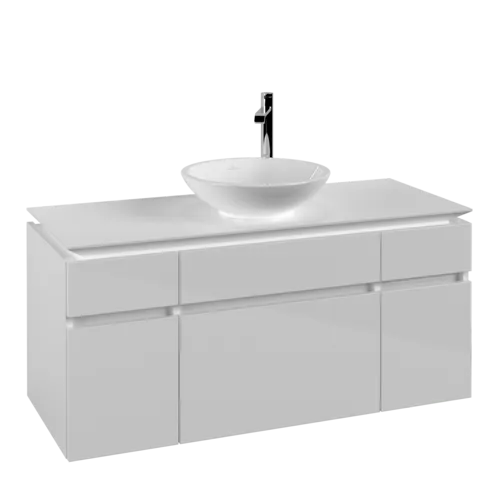 Picture of VILLEROY BOCH Legato Vanity unit, 5 pull-out compartments, 1200 x 550 x 500 mm, Glossy White / Glossy White #B57800DH