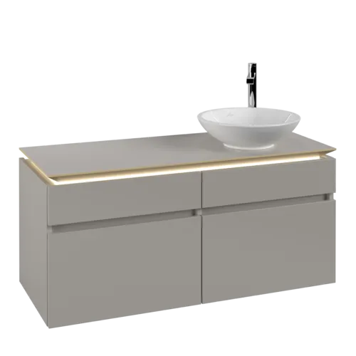 Picture of VILLEROY BOCH Legato Vanity unit, with lighting, 4 pull-out compartments, 1200 x 550 x 500 mm, Soft Grey / Soft Grey #B582L0VK