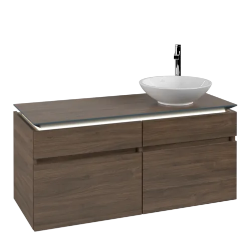 Picture of VILLEROY BOCH Legato Vanity unit, with lighting, 4 pull-out compartments, 1200 x 550 x 500 mm, Arizona Oak / Arizona Oak #B582L0VH