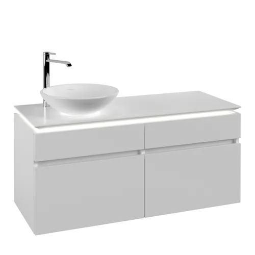 Picture of VILLEROY BOCH Legato Vanity unit, with lighting, 4 pull-out compartments, 1200 x 550 x 500 mm, White Matt / White Matt #B580L0MS