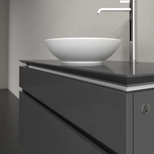 VILLEROY BOCH Legato Waschbeckenunterschrank, mit Beleuchtung, 2 Auszüge, 1000 x 550 x 500 mm, Glossy Grey / Glossy Grey #B572L0FP, Bild 4