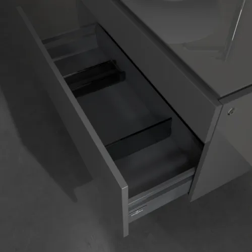 VILLEROY BOCH Legato Waschbeckenunterschrank, mit Beleuchtung, 2 Auszüge, 1000 x 550 x 500 mm, Glossy Grey / Glossy Grey #B572L0FP, Bild 5