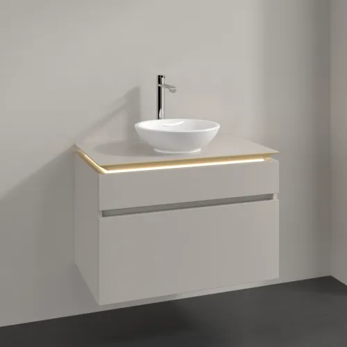 Bild von VILLEROY BOCH Legato Waschbeckenunterschrank, mit Beleuchtung, 2 Auszüge, 800 x 550 x 500 mm, Soft Grey / Soft Grey #B570L0VK