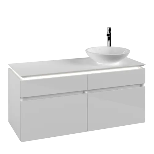 εικόνα του VILLEROY BOCH Legato Vanity unit, with lighting, 4 pull-out compartments, 1200 x 550 x 500 mm, Glossy White / Glossy White #B582L0DH