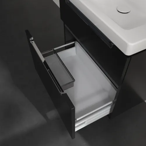 Bild von VILLEROY BOCH Subway 2.0 Waschbeckenunterschrank, 2 Auszüge, 637 x 590 x 454 mm, Black Matt Lacquer #A91010PD