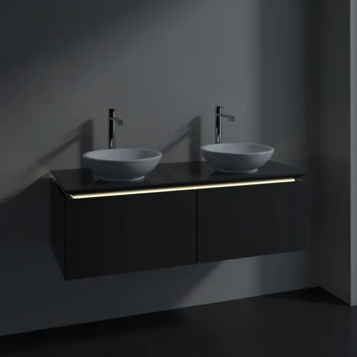 Bild von VILLEROY BOCH Legato Waschbeckenunterschrank, mit Beleuchtung, 2 Auszüge, 1200 x 380 x 500 mm, Glossy Grey / Glossy Grey #B583L0FP