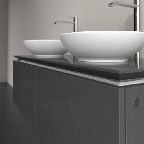 Bild von VILLEROY BOCH Legato Waschbeckenunterschrank, mit Beleuchtung, 2 Auszüge, 1200 x 380 x 500 mm, Glossy Grey / Glossy Grey #B583L0FP