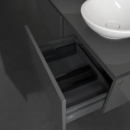 Bild von VILLEROY BOCH Legato Waschbeckenunterschrank, mit Beleuchtung, 2 Auszüge, 1200 x 380 x 500 mm, Glossy Grey / Glossy Grey #B583L0FP
