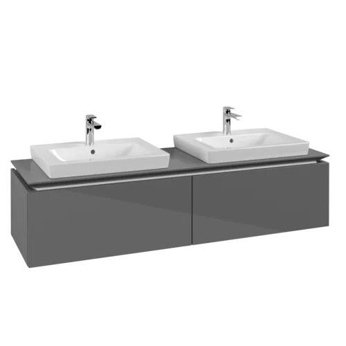 Obrázek VILLEROY BOCH Legato toaletní skříňka, 2 výsuvy, 1600 x 380 x 500 mm, lesklá šedá / lesklá šedá #B69200FP