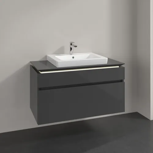 Obrázek VILLEROY BOCH Legato toaletní skříňka, s osvětlením, 2 výsuvy, 1000 x 550 x 500 mm, lesklá šedá / lesklá šedá #B681L0FP