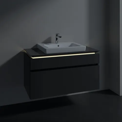Obrázek VILLEROY BOCH Legato toaletní skříňka, s osvětlením, 2 výsuvy, 1000 x 550 x 500 mm, lesklá šedá / lesklá šedá #B681L0FP