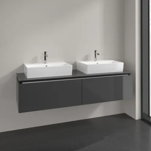 Bild von VILLEROY BOCH Legato Waschbeckenunterschrank, 2 Auszüge, 1600 x 380 x 500 mm, Glossy Grey / Glossy Grey #B67600FP
