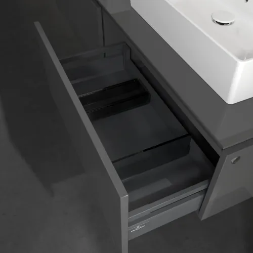 Bild von VILLEROY BOCH Legato Waschbeckenunterschrank, 2 Auszüge, 1600 x 380 x 500 mm, Glossy Grey / Glossy Grey #B67600FP