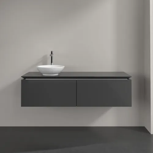 Bild von VILLEROY BOCH Legato Waschbeckenunterschrank, 2 Auszüge, 1400 x 380 x 500 mm, Glossy Grey / Glossy Grey #B58700FP