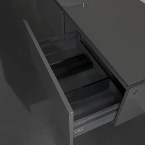Bild von VILLEROY BOCH Legato Waschbeckenunterschrank, 2 Auszüge, 1400 x 380 x 500 mm, Glossy Grey / Glossy Grey #B58700FP