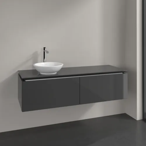 Bild von VILLEROY BOCH Legato Waschbeckenunterschrank, 2 Auszüge, 1400 x 380 x 500 mm, Glossy Grey / Glossy Grey #B58700FP