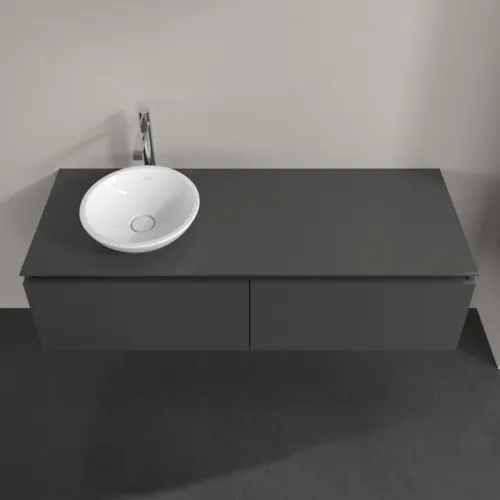 Bild von VILLEROY BOCH Legato Waschbeckenunterschrank, 2 Auszüge, 1400 x 380 x 500 mm, Glossy Grey / Glossy Grey #B58700FP