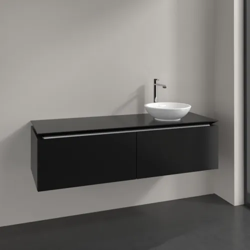 Bild von VILLEROY BOCH Legato Waschbeckenunterschrank, 2 Auszüge, 1400 x 380 x 500 mm, Black Matt Lacquer / Black Matt Lacquer #B58900PD