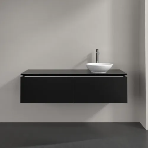 Bild von VILLEROY BOCH Legato Waschbeckenunterschrank, 2 Auszüge, 1400 x 380 x 500 mm, Black Matt Lacquer / Black Matt Lacquer #B58900PD